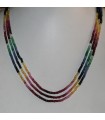 Rubin-Saphir-Smaragd-Halskette (3 Fäden) Facettierte Scheibe 3,5 x 2 mm.-Ref. 8588